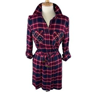 MICHAEL Michael Kors plaid belted shirt dress